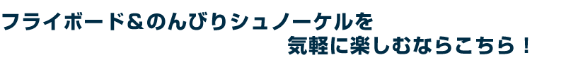 フライボード&のんびりシュノーケルを気軽に楽しむならこちら!