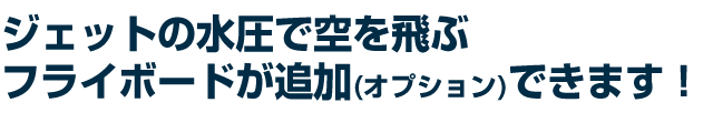 ジェットの水圧で空を飛ぶフライボードが追加（オプション）できます！